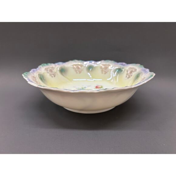 German Cottage Rose Dessert Serving Bowl, Rare VTG Lavender Luster Pattern - Picture 3 of 5